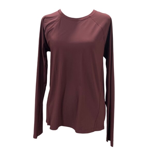 Athleta Womens Long-Sleeve Burgundy Performance Top SP Lightweight Stretch Activ - Picture 1 of 5